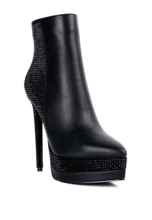 Diamante Set High Heeled Ankle Boot