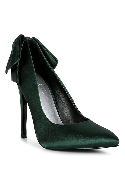Green Satin Stiletto Pump Sandals